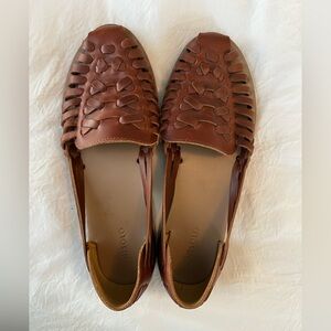 Nisolo Women's Brown Leather Woven Huaraches